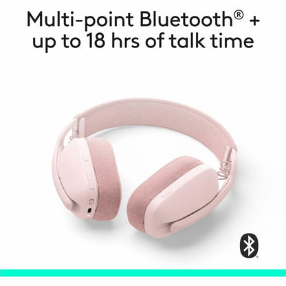 Alternate-Image2 Image for Logitech Zone Vibe 100 Wireless Over Ear Headphones, Noise Canceling Microphone, Advanced Multipoint Bluetooth Headset, Rose