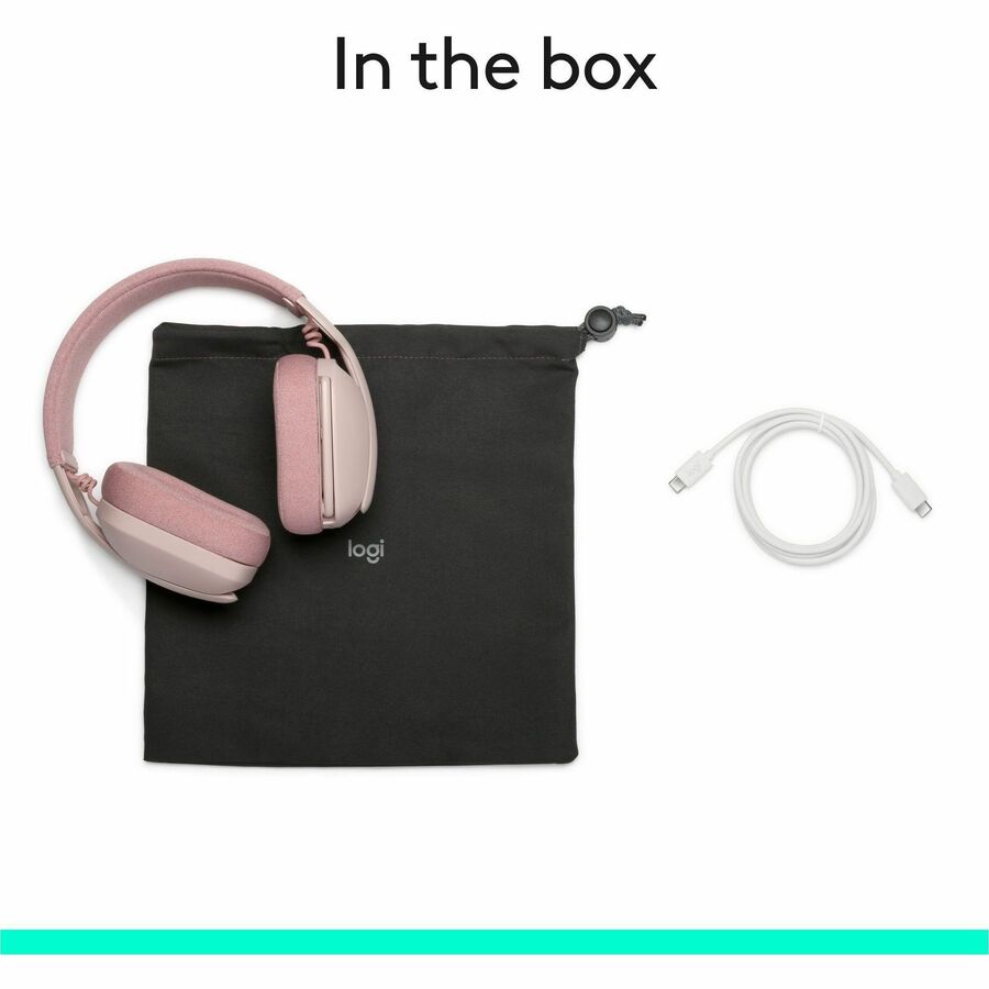 Alternate-Image5 Image for Logitech Zone Vibe 100 Wireless Over Ear Headphones, Noise Canceling Microphone, Advanced Multipoint Bluetooth Headset, Rose