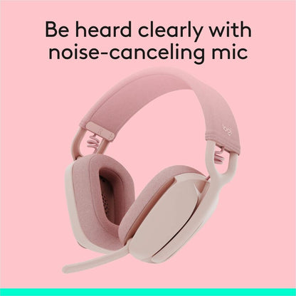 Alternate-Image1 Image for Logitech Zone Vibe 100 Wireless Over Ear Headphones, Noise Canceling Microphone, Advanced Multipoint Bluetooth Headset, Rose