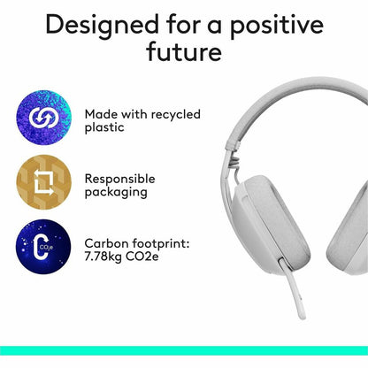 Alternate-Image4 Image for Logitech Zone Vibe 100 Wireless Over Ear Headphones, Noise Canceling Microphone, Advanced Multipoint Bluetooth Headset, Off-white
