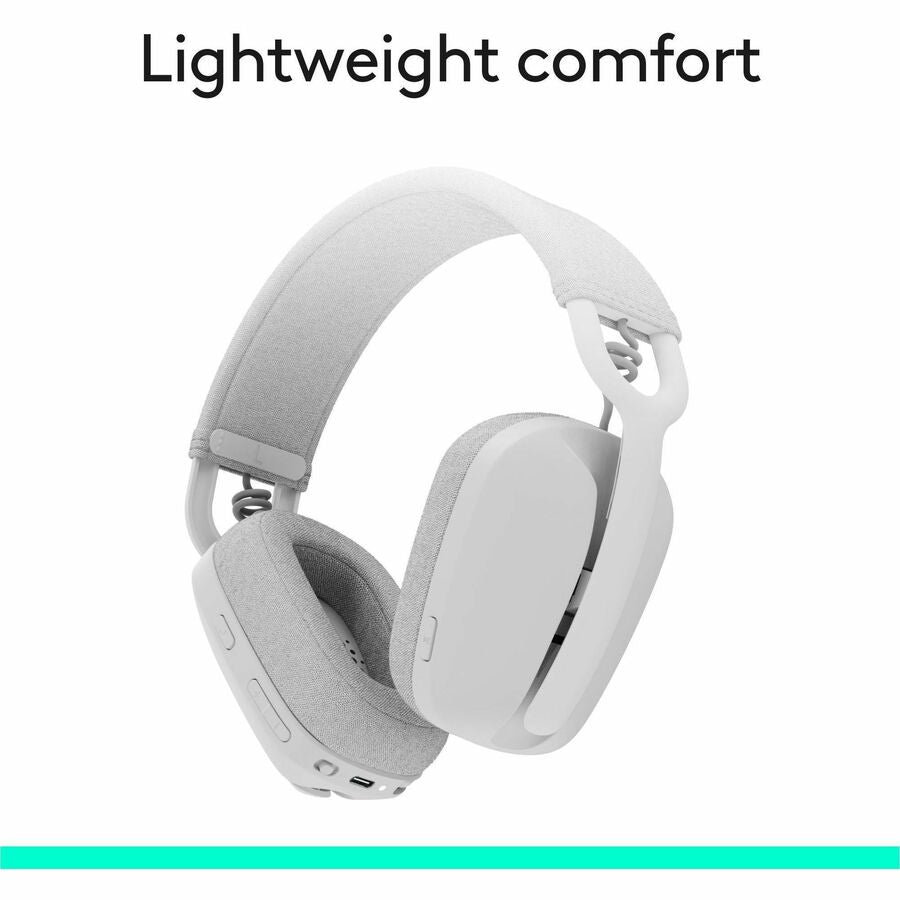 Alternate-Image2 Image for Logitech Zone Vibe 100 Wireless Over Ear Headphones, Noise Canceling Microphone, Advanced Multipoint Bluetooth Headset, Off-white