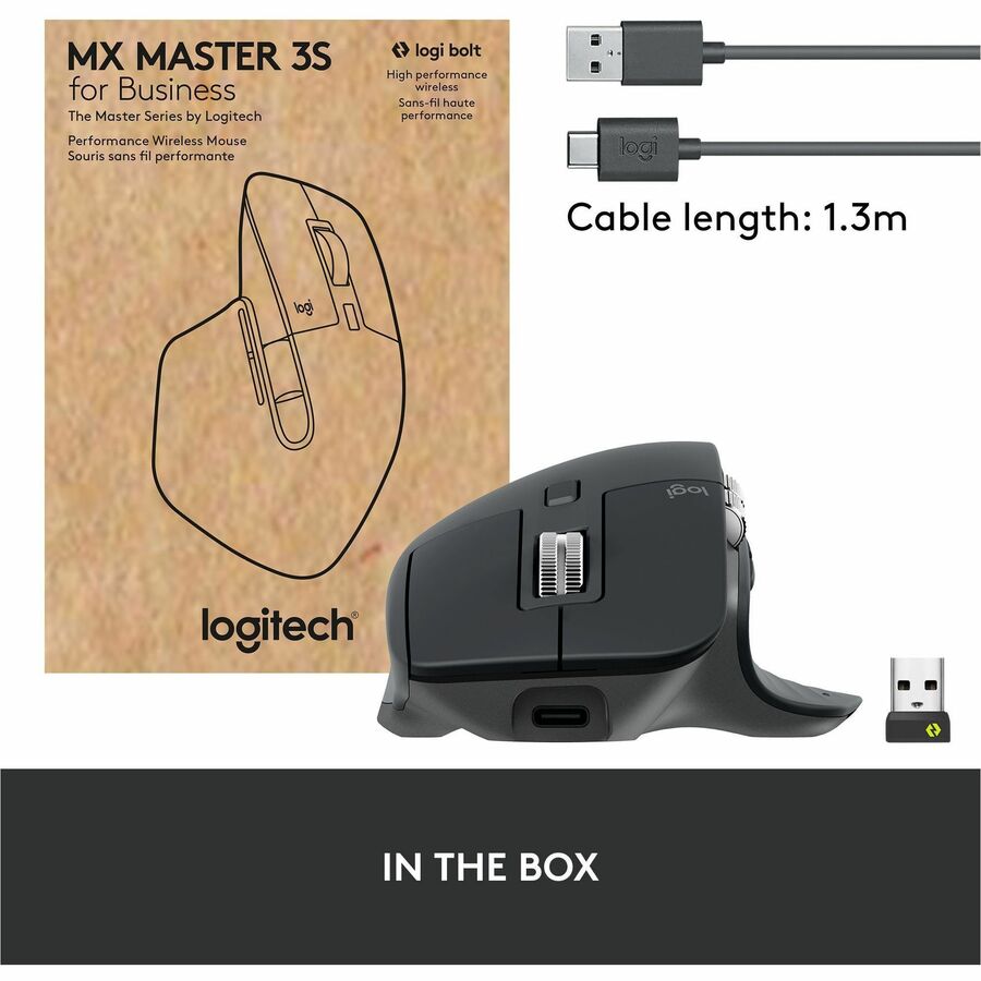 Alternate-Image9 Image for Logitech MX Master 3S for Business, Wireless Mouse with Quiet Clicks, 8K DPI, Logi Bolt USB Receiver, Graphite