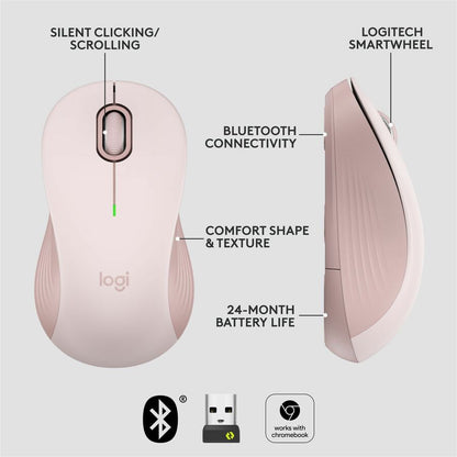 Alternate-Image5 Image for Logitech Signature M550 Wireless Mouse - For Small to Medium Sized Hands, 2-Year Battery, Silent Clicks, Rose