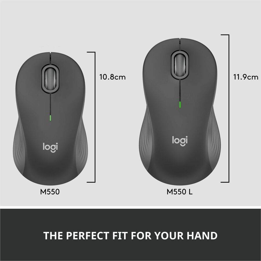 Alternate-Image2 Image for Logitech Signature M550 L Full Size Wireless Mouse - For Large Sized Hands, 2-Year Battery, Silent Clicks, Bluetooth, Graphite