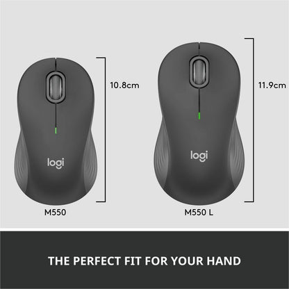 Alternate-Image2 Image for Logitech Signature M550 L Full Size Wireless Mouse - For Large Sized Hands, 2-Year Battery, Silent Clicks, Bluetooth, Graphite
