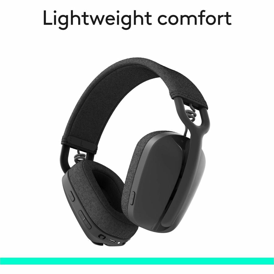 Alternate-Image2 Image for Logitech Zone Vibe 100 Wireless Over Ear Headphones, Noise Canceling Microphone, Advanced Multipoint Bluetooth Headset, Graphite