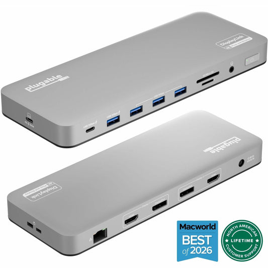 Main Image for Plugable USB C Laptop Docking Station, Dual Monitor 4K 60Hz for Apple Mac M1/M2/M3/M4/M5/Neo