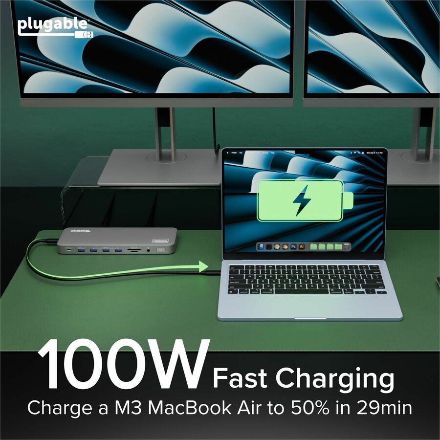 Alternate-Image4 Image for Plugable USB C Laptop Docking Station, Dual Monitor 4K 60Hz for Apple Mac M1/M2/M3/M4/M5/Neo