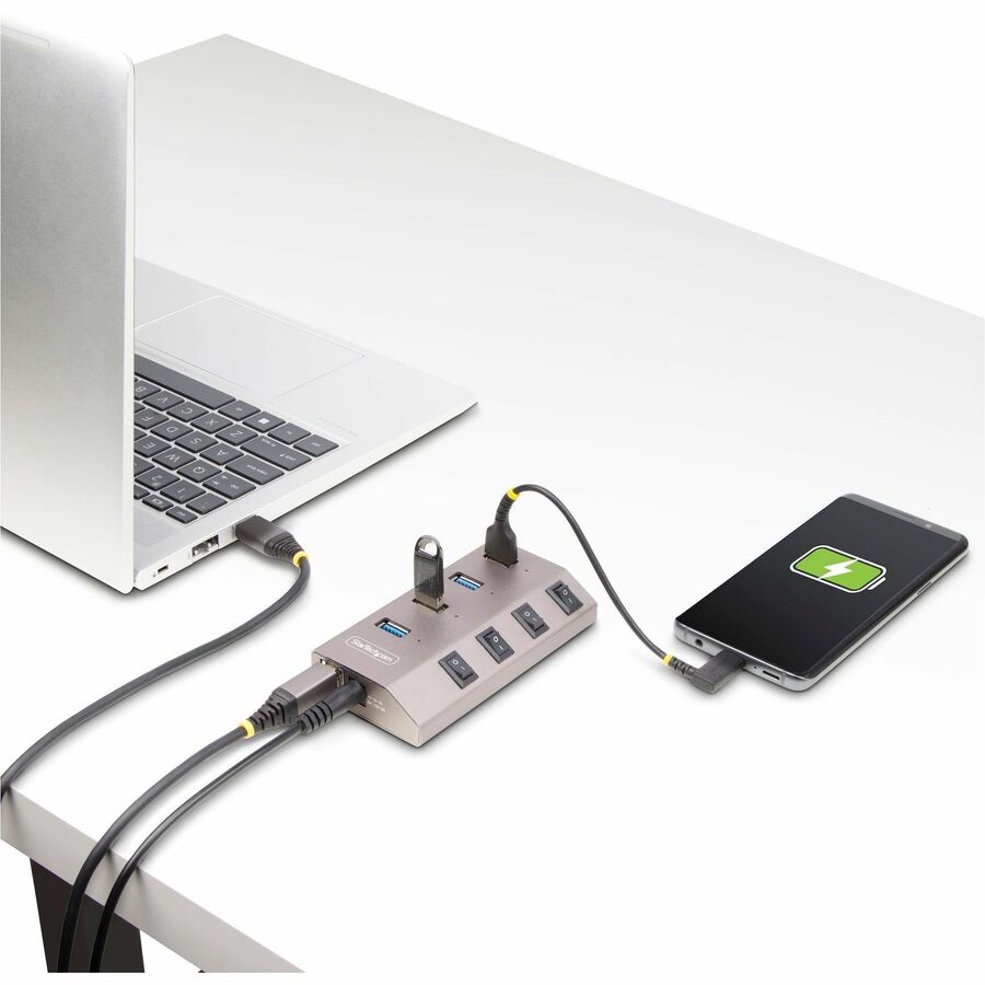 Alternate-Image7 Image for StarTech.com 4-Port Self-Powered USB-C Hub with Individual On/Off Switch, Desktop/Laptop USB-C to USB-A Hub, USB Type C Hub w/Power Supply
