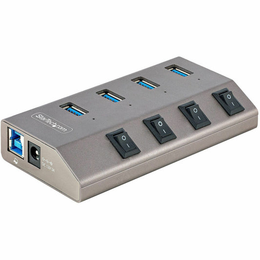 Main Image for StarTech.com 4-Port Self-Powered USB-C Hub with Individual On/Off Switch, Desktop/Laptop USB-C to USB-A Hub, USB Type C Hub w/Power Supply