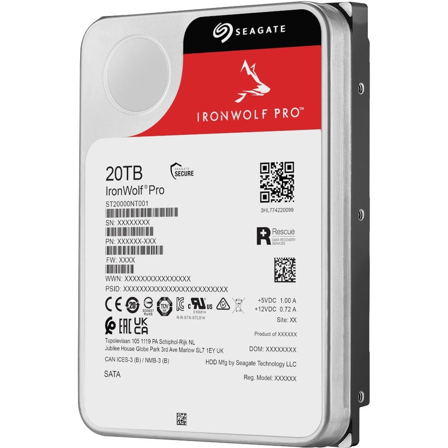 Alternate-Image2 Image for Seagate IronWolf Pro ST20000NT001 20 TB Hard Drive - 3.5" Internal - SATA (SATA/600) - Conventional Magnetic Recording (CMR) Method