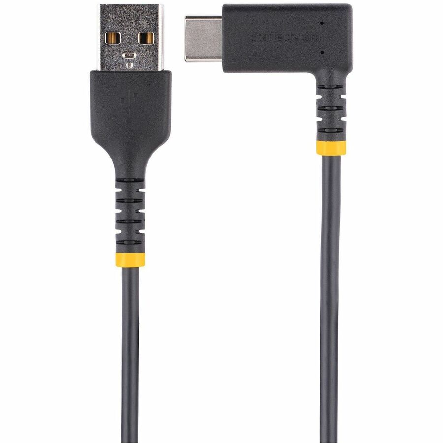 Alternate-Image2 Image for StarTech.com 6in (15cm) USB A to C Charging Cable Right Angle, Heavy Duty Fast Charge USB-C Cable, Durable and Rugged Aramid Fiber, 3A
