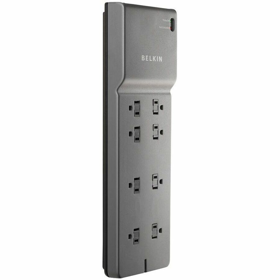 Alternate-Image1 Image for Belkin 8-Outlet Surge Protector - 6ft Cord - Right Angle Plug - 3550J - Telephone Protection - Grey (3-pack)
