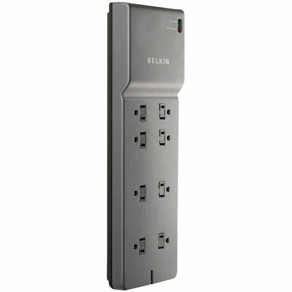 Alternate-Image1 Image for Belkin 8-Outlet Surge Protector - 6ft Cord - Right Angle Plug - 3550J - Telephone Protection - Grey (3-pack)