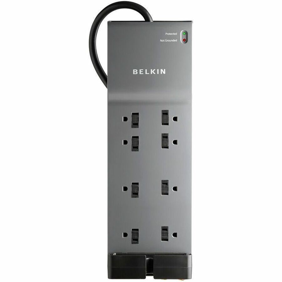 Alternate-Image2 Image for Belkin 8-Outlet Surge Protector - 6ft Cord - Right Angle Plug - 3550J - Telephone Protection - Grey (3-pack)