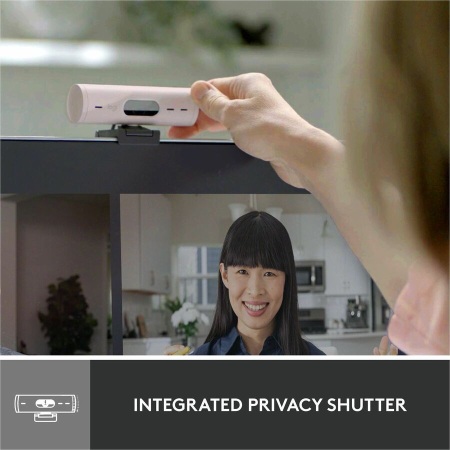 Alternate-Image5 Image for Logitech Brio 500 Full HD webcam, auto framing, noise-reducing mics, privacy shutter, streaming & video calling, Rose