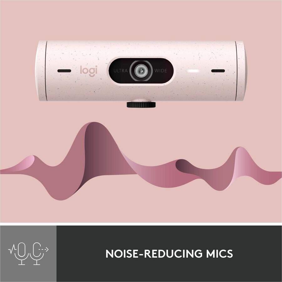 Alternate-Image3 Image for Logitech Brio 500 Full HD webcam, auto framing, noise-reducing mics, privacy shutter, streaming & video calling, Rose