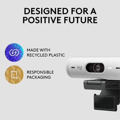 Alternate-Image4 Image for Logitech Brio 500 Full HD webcam, auto framing, noise-reducing mics, privacy shutter, streaming & video calling, Off-white