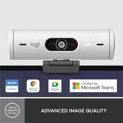 Alternate-Image1 Image for Logitech Brio 500 Full HD webcam, auto framing, noise-reducing mics, privacy shutter, streaming & video calling, Off-white