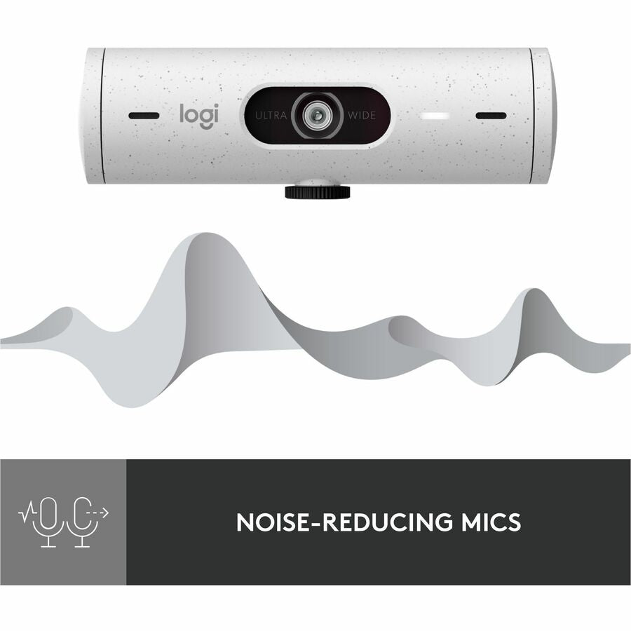 Alternate-Image3 Image for Logitech Brio 500 Full HD webcam, auto framing, noise-reducing mics, privacy shutter, streaming & video calling, Off-white