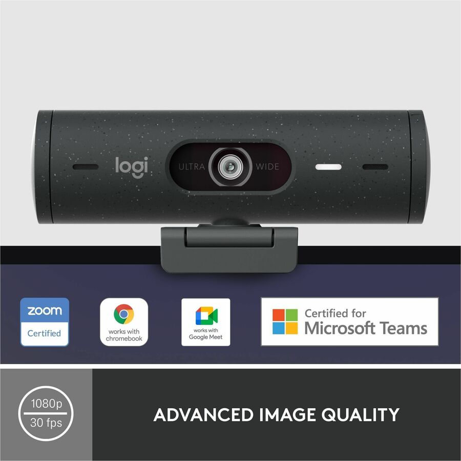 Alternate-Image1 Image for Logitech Brio 500 Full HD webcam, auto framing, noise-reducing mics, privacy shutter, streaming & video calling, Graphite