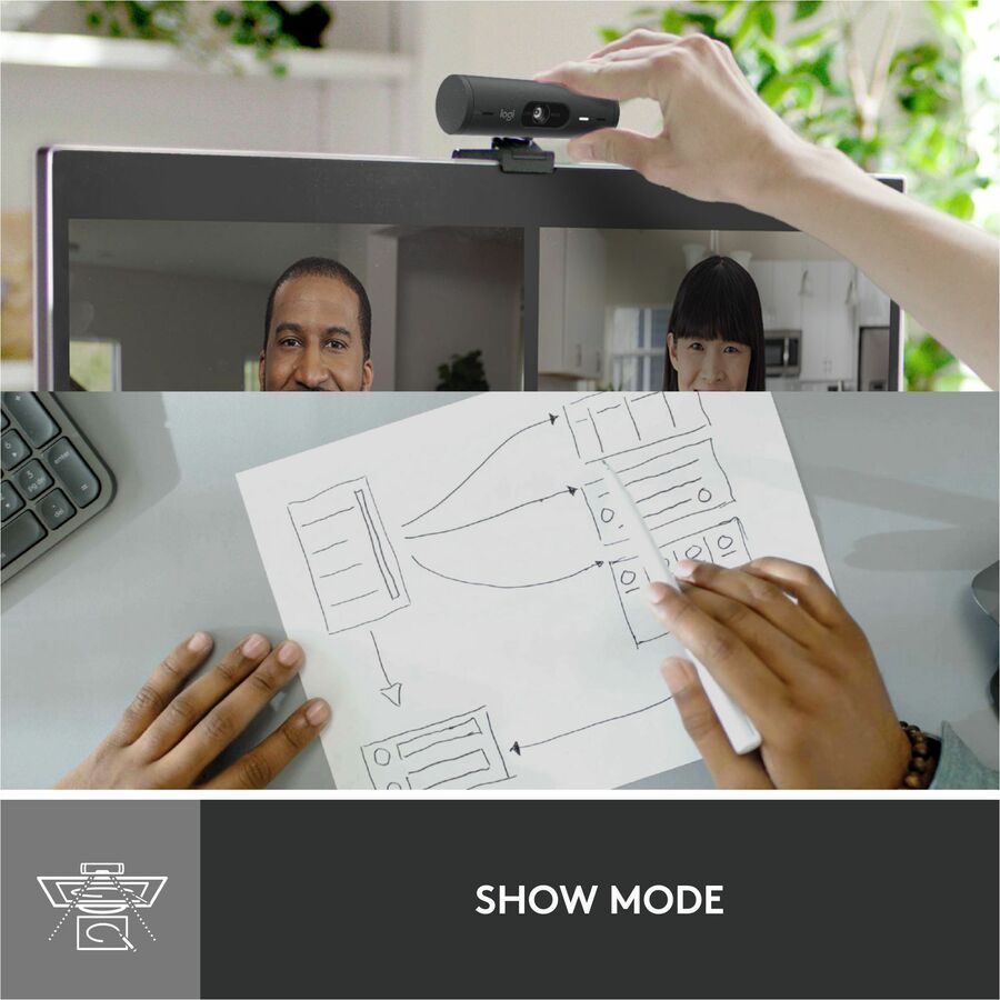 Alternate-Image8 Image for Logitech Brio 500 Full HD webcam, auto framing, noise-reducing mics, privacy shutter, streaming & video calling, Graphite