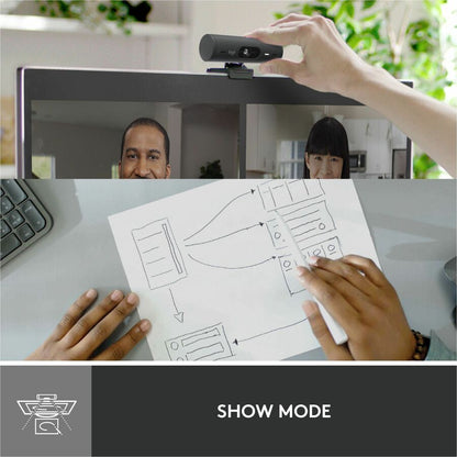 Alternate-Image8 Image for Logitech Brio 500 Full HD webcam, auto framing, noise-reducing mics, privacy shutter, streaming & video calling, Graphite