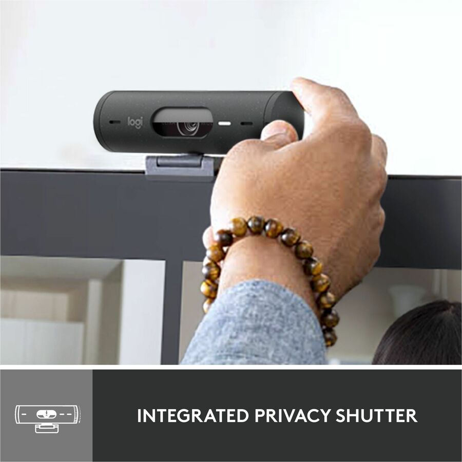 Alternate-Image5 Image for Logitech Brio 500 Full HD webcam, auto framing, noise-reducing mics, privacy shutter, streaming & video calling, Graphite