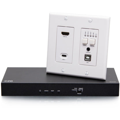 Main Image for C2G HDMI HDBaseT + USB-C, 3.5mm, and USB-B to A over Cat Extender Wall Plate Transmitter to Box Receiver - 4K 60Hz