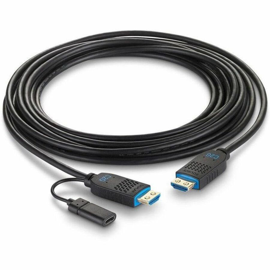 Alternate-Image2 Image for C2G 50ft Performance Series High Speed HDMI Cable - Active Optical Cable - Plenum Rated - 4K 60Hz - M/M - Black