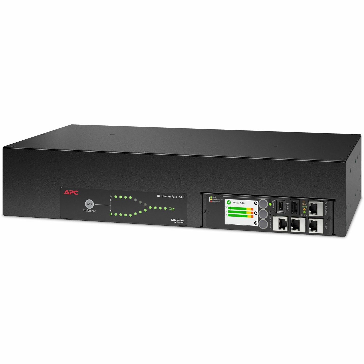 Main Image for APC Netshelter Rack Automatic Transfer Switch, 2U, 30A, 200/208V, 2 L6-30 IN, 16 C13, 2 C19 OUT, 50/60Hz