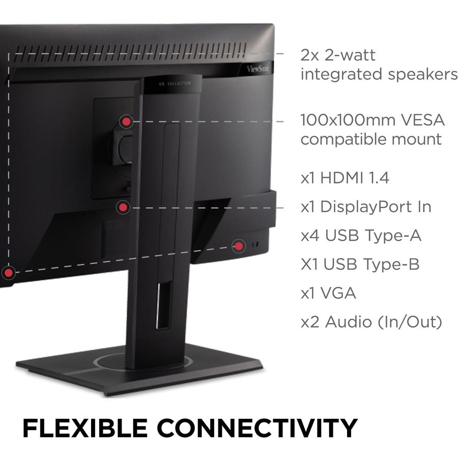 Alternate-Image5 Image for ViewSonic VG2240 22 Inch 1080p Ergonomic Monitor with Integrate USB Hub, HDMI, DisplayPort, VGA Inputs for Home and Office