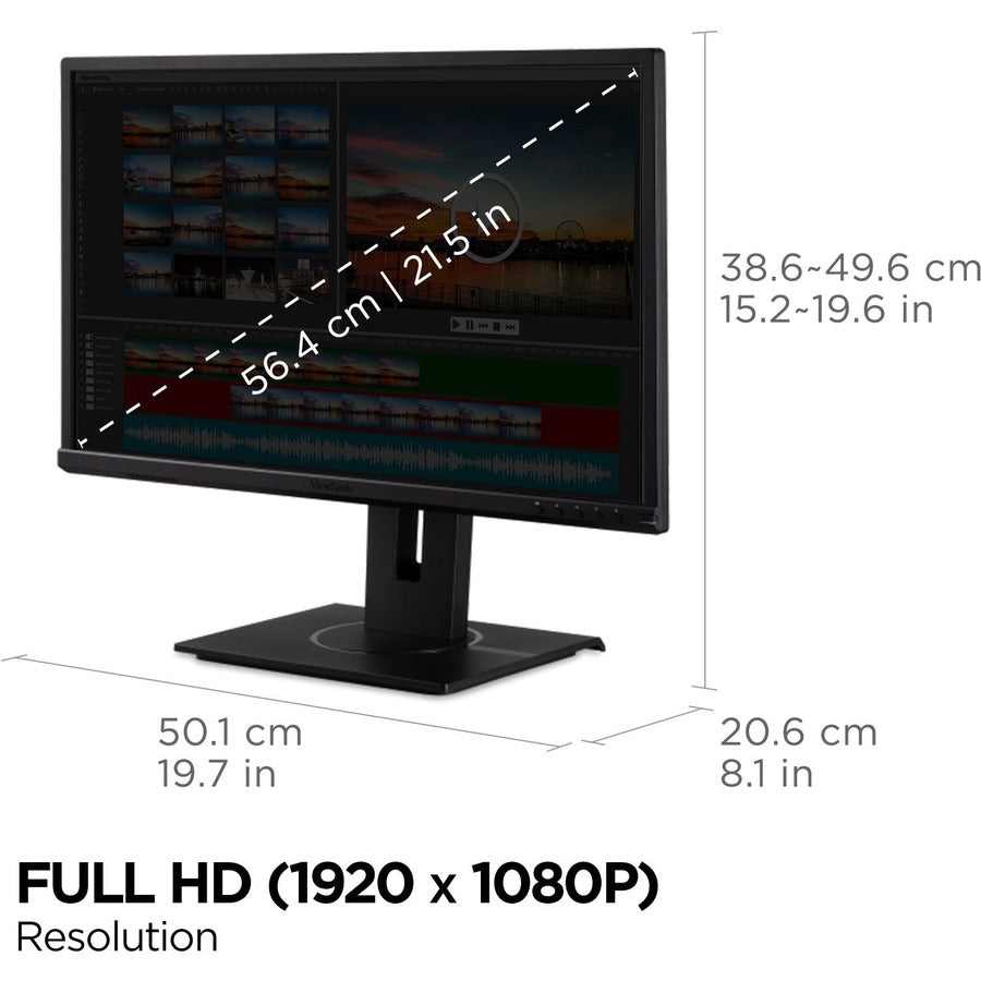 Alternate-Image4 Image for ViewSonic VG2240 22 Inch 1080p Ergonomic Monitor with Integrate USB Hub, HDMI, DisplayPort, VGA Inputs for Home and Office