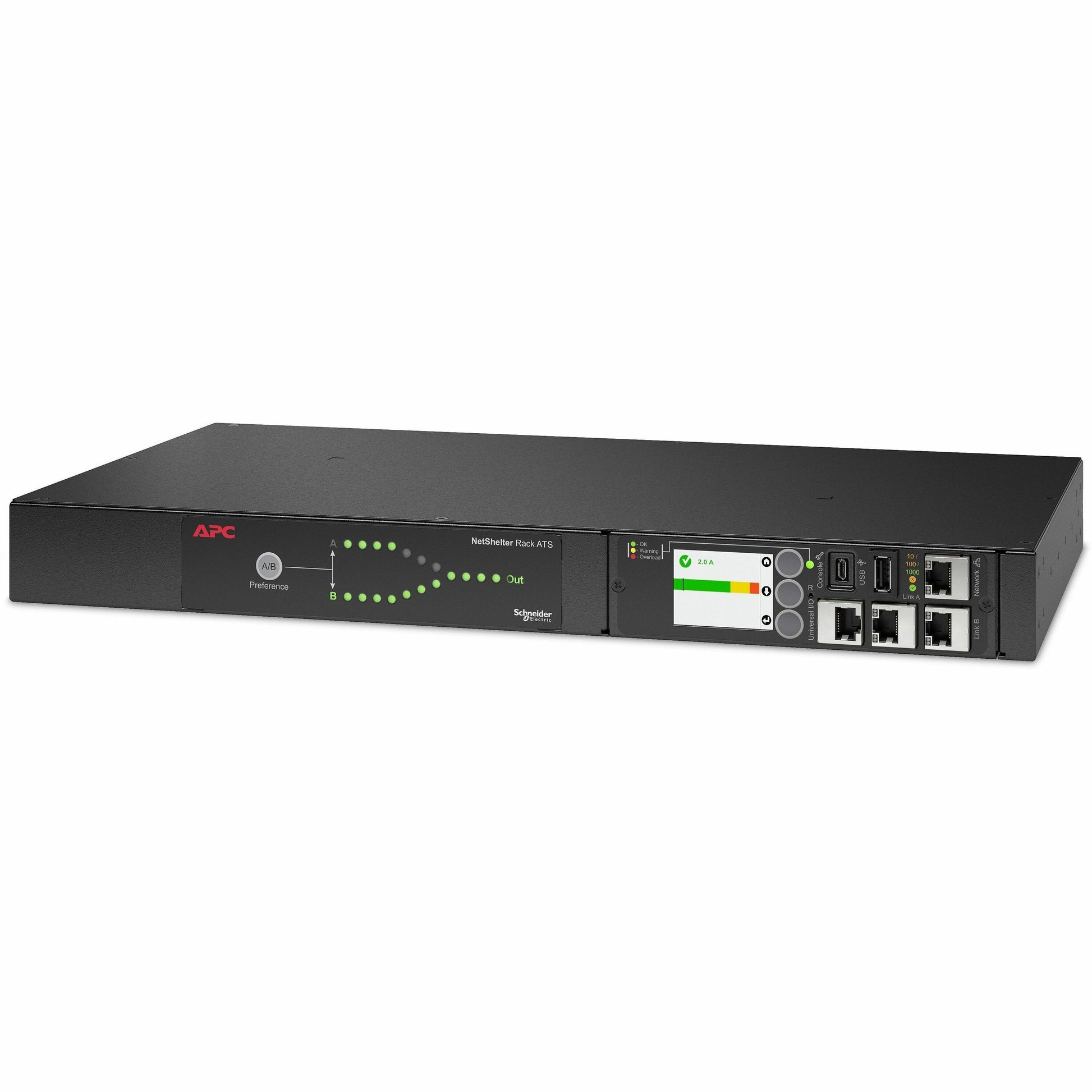 Main Image for APC Netshelter Rack Automatic Transfer Switch, 1U, 15A, 100/120V, 5-15 IN, 10 5-15R OUT, 50/60Hz
