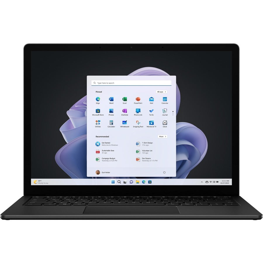 Front Image for Microsoft Surface Laptop 5 13.5" Touchscreen Notebook - Intel Core i5 12th Gen i5-1245U - Intel Evo Platform - 16 GB - 256 GB SSD - Matte Black