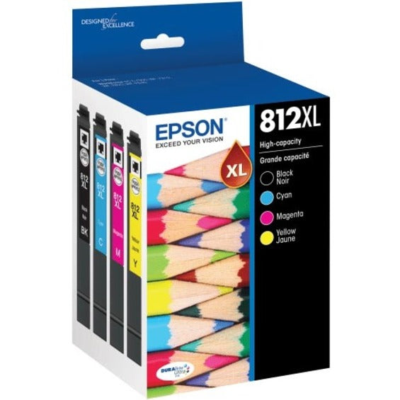 Alternate-Image1 Image for Epson DURABrite Ultra T812XL-XCS High Yield Inkjet Ink Cartridge - Single Pack - Cyan, Black, Yellow, Magenta Pack