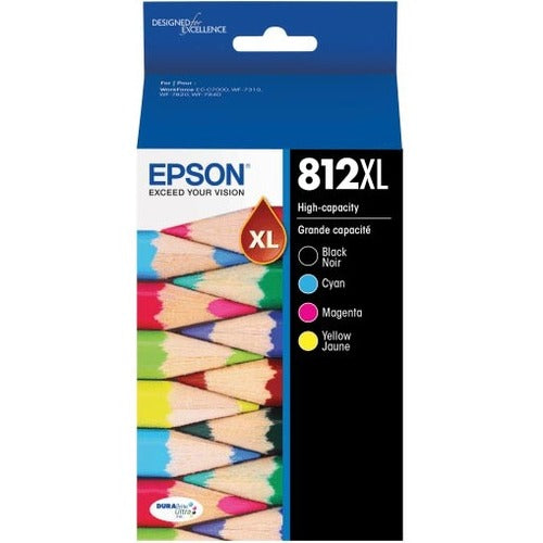 Main Image for Epson DURABrite Ultra T812XL-XCS High Yield Inkjet Ink Cartridge - Single Pack - Cyan, Black, Yellow, Magenta Pack