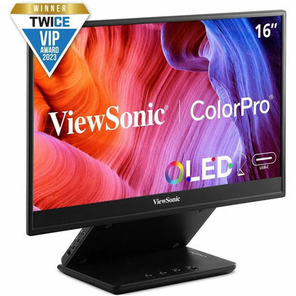 Main Image for ViewSonic VP16-OLED 15.6 Inch 1080p Portable OLED Monitor with 2 Way Powered 40W USB C, Pantone Validated, Factory Calibrated, Built in Ergonomic Stand with Protective Cover