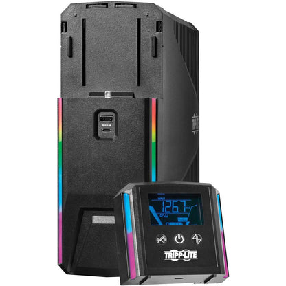 Alternate-Image2 Image for Eaton Tripp Lite Series 1500VA 900W 120V Pure Sine Wave Gaming UPS Battery Backup - LCD, AVR, RGB LEDs, USB Charging, Power Saving