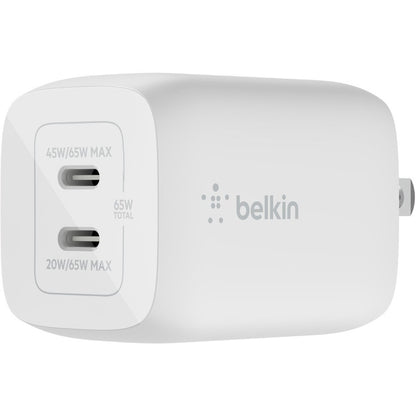 Main Image for Belkin BoostCharge Pro Dual USB-C GaN Wall Charger with PPS 65W Laptop Chromebook Charging - Power Adapter