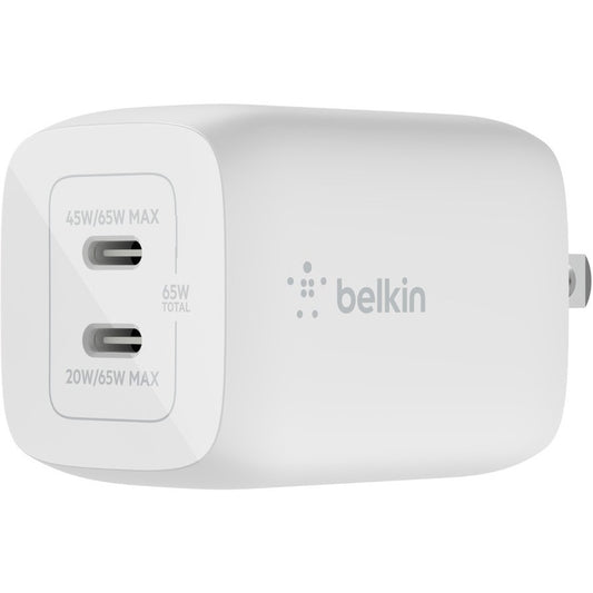 Main Image for Belkin BoostCharge Pro Dual USB-C GaN Wall Charger with PPS 65W Laptop Chromebook Charging - Power Adapter