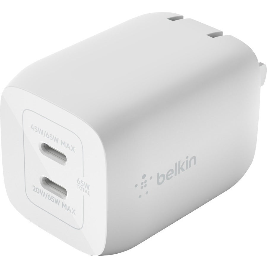Alternate-Image4 Image for Belkin BoostCharge Pro Dual USB-C GaN Wall Charger with PPS 65W Laptop Chromebook Charging - Power Adapter