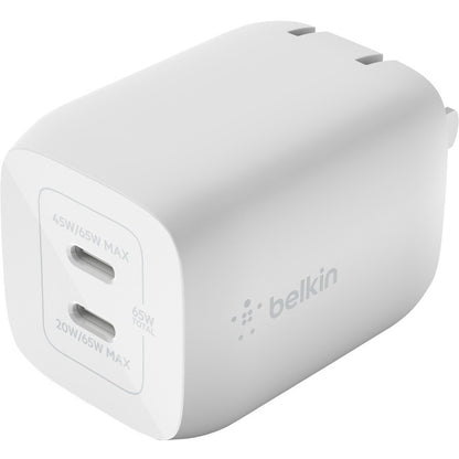 Alternate-Image4 Image for Belkin BoostCharge Pro Dual USB-C GaN Wall Charger with PPS 65W Laptop Chromebook Charging - Power Adapter