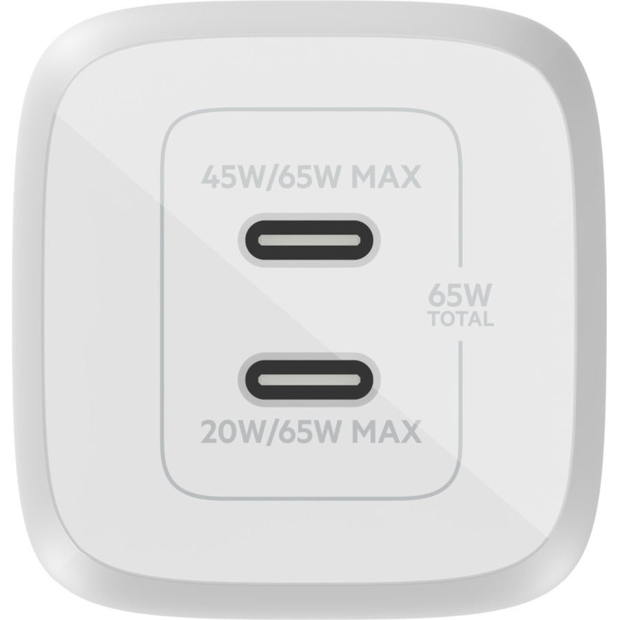 Alternate-Image1 Image for Belkin BoostCharge Pro Dual USB-C GaN Wall Charger with PPS 65W Laptop Chromebook Charging - Power Adapter