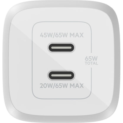 Alternate-Image1 Image for Belkin BoostCharge Pro Dual USB-C GaN Wall Charger with PPS 65W Laptop Chromebook Charging - Power Adapter