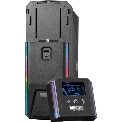 Alternate-Image2 Image for Eaton Tripp Lite Series 1000VA 600W 120V Pure Sine Wave Gaming UPS Battery Backup - LCD, AVR, RGB LEDs, USB Charging, Power Saving