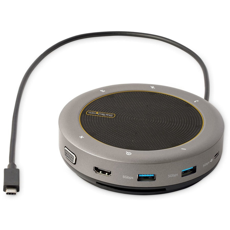 Alternate-Image1 Image for StarTech.com USB-C Speakerphone Docking Station, Mini Portable Conference Speaker/Audio Dock, VGA/4K HDMI, USB Hub, Teams/Zoom/Softphone