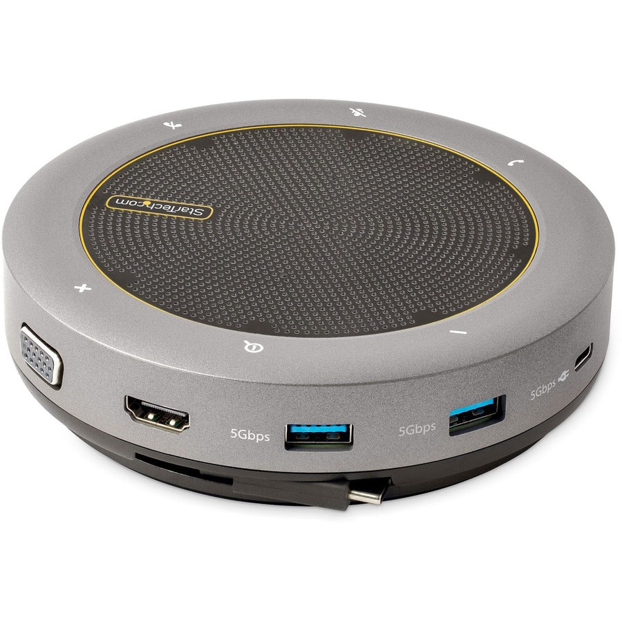 Alternate-Image2 Image for StarTech.com USB-C Speakerphone Docking Station, Mini Portable Conference Speaker/Audio Dock, VGA/4K HDMI, USB Hub, Teams/Zoom/Softphone