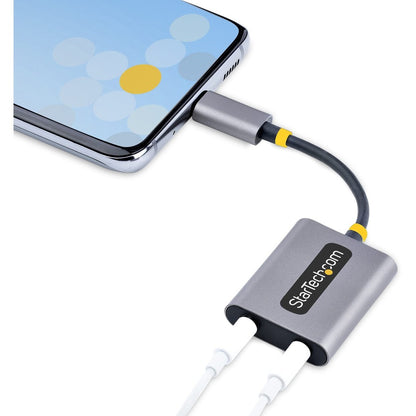 Alternate-Image6 Image for StarTech.com USB-C Headphone Splitter, USB Type C Dual Headset Adapter w/Mic Input, USB C to 3.5mm Audio Adapter/Earphone Dongle/Aux Jack