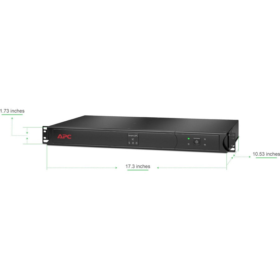 Alternate-Image2 Image for APC Smart-UPS, Line Interactive, 500VA, Rackmount 1U, 120V, 4x NEMA 5-15R outlets, Short Depth